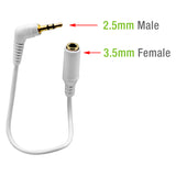 CN25M35F - Cellet 2.5mm Male to 3.5mm Female Audio Adapter Cable, 5-Inch Gold-Plated TRRS Connector – Right Angle Plug for Mobile Credit Card Readers, Headsets & Devices with Bulky Cases
