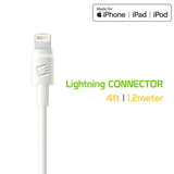 TCAPP5GB - Cellet 10W (2A) Apple MFi  Certified Lightning Wall Charger – UL Certified Compact Folding Blade Charger with 4ft Cable – Fast Charging for iPhone, iPad, iPod – White