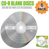 WCD5 - Cellet CD-R 5-Pack – 700MB 80-Minute Blank Discs, 52X Speed for Data, Music, and Photo Recording