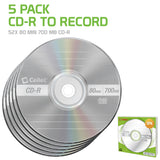 WCD5 - Cellet CD-R 5-Pack – 700MB 80-Minute Blank Discs, 52X Speed for Data, Music, and Photo Recording
