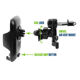 PHVENTCN - Universal Air Vent Phone Holder for Car, 360° Rotation Smartphone Mount with Adjustable Grip, Quick Release Button, Secure Cell Phone Stand for iPhone and Android