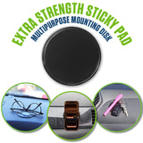 DISK2 - Extra Strength Sticky Gel Pad - Multipurpose Anti-Slip Dash Mount for Phone, Keys, Glasses - Washable & Reusable Double Sided Adhesive Disk for Car, Home, Office - 3.15" Large Round Black, 2-Pack