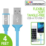DCA4BL - Cellet 4FT USB-C to USB-A Cable - Flexible, Tangle-Free, Reversible Fast Charging & Data Sync Cord - Universal Type-C Charger for Samsung Galaxy, Google Pixel, Android Phones, Laptops & Tablets