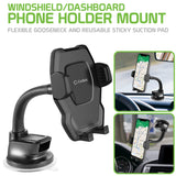 RHSU100 - Windshield/Dashboard Phone Holder Mount – Flexible Gooseneck & Reusable Sticky Suction Pad – Universal Car Phone Holder for GPS Navigation & Hands-Free Use