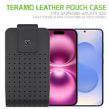 LTERMEDB -  Cellet Teramo Leather Phone Holster with Belt Clip – Compatible with iPhone 16 Pro,  Samsung Galaxy S25 & Similar Sized Phones – 360° Rotating Swivel Clip, Premium Leather Pouch with Magnetic Closure
