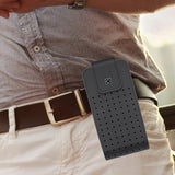 LTERMEDB -  Cellet Teramo Leather Phone Holster with Belt Clip – Compatible with iPhone 16 Pro,  Samsung Galaxy S25 & Similar Sized Phones – 360° Rotating Swivel Clip, Premium Leather Pouch with Magnetic Closure