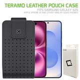 LTERMEDB -  Cellet Teramo Leather Phone Holster with Belt Clip – Compatible with iPhone 16 Pro,  Samsung Galaxy S25 & Similar Sized Phones – 360° Rotating Swivel Clip, Premium Leather Pouch with Magnetic Closure
