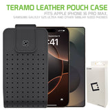 LTERLAGB -  Cellet Teramo Leather Phone Holster with Belt Clip – Compatible with iPhone 16 Pro Max, Samsung Galaxy S25 Ultra & Similar Sized Phones – 360° Rotating Swivel Clip, Premium Leather Pouch with Magnetic Closure