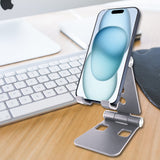 PHALUSL_FA - Table Desktop Phone Stand Smartphone Holder, Portable Resilient Aluminum -Silver (Copy)