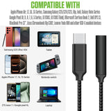 DCAFEMB - USB-C to 3.5mm Female Headphone Adapter, Heavy Duty Nylon Braided Audio Converter
