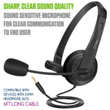 EP35C FA - Cellet Universal Mono 3.5mm Hands-Free Headset with Flexible Boom Microphone – Adjustable Headband, Single-Ear (Mono) Wired Headset for Calls & Office Use