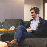 EP35C FA - Cellet Universal Mono 3.5mm Hands-Free Headset with Flexible Boom Microphone – Adjustable Headband, Single-Ear (Mono) Wired Headset for Calls & Office Use