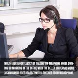 EP35C FA - Cellet Universal Mono 3.5mm Hands-Free Headset with Flexible Boom Microphone – Adjustable Headband, Single-Ear (Mono) Wired Headset for Calls & Office Use