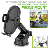 RHSU200 - Cellet Dashboard/Windshield Phone Mount with Telescoping Arm – Adjustable Suction Holder, 360° Rotation, One-Touch Release – Fits iPhone 16/15/14 Pro Max, Samsung Galaxy S25/S24/S23 & More