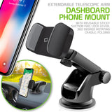 PHD355 - Cellet Extendable Telescopic Dashboard Phone Mount – 360° Rotating Cradle, Reusable Sticky Suction Pad, Adjustable Viewing Angles, Secure 2-Step Locking for Car Dash & Windshield