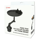 PHSK119 - Cellet Cup Holder Tray for Car with Phone Mount – Expandable Base, 360° Rotation Food & Drink Tray with Non-Slip Surface, Adjustable Arm for Eating in Vehicle – Fits Most Standard Car Cup Holders