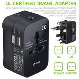 CNUNMC - Cellet International Travel Adapter, All-in-One Worldwide Power Adapter with USB-C & USB-A – Cellet Universal Plug for US/EU/UK/AU – Surge Protection, UL Certified, for Phones, Laptops, Tablets, Cameras