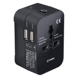 CNUNMC - Cellet International Travel Adapter, All-in-One Worldwide Power Adapter with USB-C & USB-A – Cellet Universal Plug for US/EU/UK/AU – Surge Protection, UL Certified, for Phones, Laptops, Tablets, Cameras