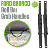 STBRONC - Paracord Roll Bar Grab Handles for Ford Bronco 2021 2022 2023 2024 Accessories, Heavy Duty Interior Grip Handle, Non-Slip Grab Bar for 2/4 Door Bronco, Black Thick Paracord with Metal Buckles, 2-Pack
