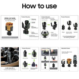 PHCUP1 - Heavy-Duty Expandable Car Cup Holder & Organizer - Universal Fit for Large Bottles, Coffee Mugs, Phones, Food - Adjustable Base & 3 Base Extenders - Car Interior Accessories for SUV, Truck, Sedan