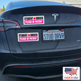 SKSDPK - Student Driver Vinyl Decal Sticker – 2 Pack (10" x 4") – Weatherproof, Easy-Remove – "Please Be Patient" Safety Sign – Made in USA