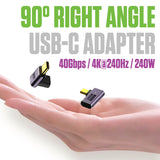 DCCADT - Cellet 90° Right Angle USB-C Adapter (2-Pack), 240W PD Fast Charging, 40Gbps Data Transfer, 4K@240Hz Video Output, USB4/Thunderbolt 3 & 4 Compatible, USB-C Male to Female Connector