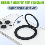 CLCMRINGB - Magnetic Phone Ring Holder for MagSafe, Ultra-Thin Zinc Alloy Kickstand, 360° Rotation Cell Phone Grip Compatible with iPhone 17 16 15 14 13 12 Pro Max & Android