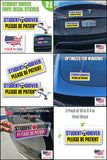 SKSDYL - Student Driver Vinyl Decal Sticker – 2 Pack (10" x 4") – Weatherproof, Easy-Remove – "Please Be Patient" Safety Sign – Made in USA