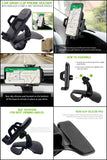 PHD260 - Dashboard Clip Phone Holder, Clip Mount with Non-Slip Clamp, Automatic Arm Release Button and 360 Degree Rotation for Apple iPhone XS Max, X/XR/XS, Samsung Galaxy Note 10/10 Plus and More – by Cellet