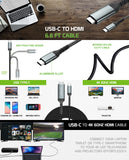 DCHDMI6 - Cellet USB-C to HDMI Cable 6.6FT – 4K 60Hz High-Speed Braided Cord – Compatible with MacBook Pro/Air, iPad Pro, iPhone 16, Samsung, Dell XPS, Chromebook, Nintendo Switch, and More