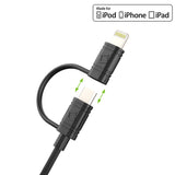DAAPP5TK - Cellet 2-in-1 Charging & Data Sync Cable – 3.3FT Micro USB & Apple Lightning Connector – MFi Certified for iPhone, iPad, iPod & Android Devices