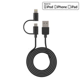 DAAPP5TK - Cellet 2-in-1 Charging & Data Sync Cable – 3.3FT Micro USB & Apple Lightning Connector – MFi Certified for iPhone, iPad, iPod & Android Devices