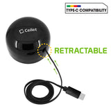 TCUSBCR30 - Cellet High Powered 3Amp / 15Watt USB Type-C Retractable Home Charger for Samsung Galaxy 10 10+ Note 10 Google Pixel 3 XL LG G5, Nexus 5X, Nexus 6P, Nokia Lumia 950/950 XL, OnePlus 2