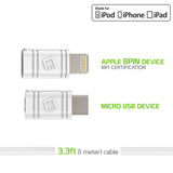 DAAPP5TKWT - Cellet 2-in-1 Charging & Data Sync Cable – 3.3FT Micro USB & Apple Lightning Connector – MFi Certified for iPhone, iPad, iPod & Android Devices