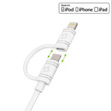 DAAPP5TKWT - Cellet 2-in-1 Charging & Data Sync Cable – 3.3FT Micro USB & Apple Lightning Connector – MFi Certified for iPhone, iPad, iPod & Android Devices