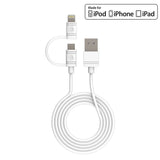 DAAPP5TKWT - Cellet 2-in-1 Charging & Data Sync Cable – 3.3FT Micro USB & Apple Lightning Connector – MFi Certified for iPhone, iPad, iPod & Android Devices