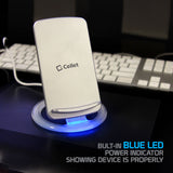 QI300SL - Cellet Adjustable Dual Coil Wireless Charging Stand with Blue LED Power Indicator and Micro USB Cable