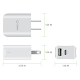 TC180WT - UL Certified 18 Watt Dual Port Home Charger, USB-C and USB-A Home Charger (Cable Sold Separately) – White