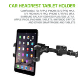 PH360 - Cellet Car Headrest Tablet Holder – 360° Rotating Backseat Mount for 7–10” Devices | Universal Fit for iPads, iPhones, Galaxy Tabs, Nintendo Switch – No Tools Needed