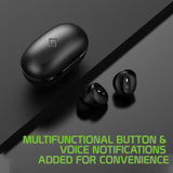 EB400-Cellet Wireless Earbuds, Premium In-Ear Wireless Earbuds with Charging case, Voice Notifications and Built-in Microphone and Type C USB charging cable Compatible to Wireless Enabled Devices - Black