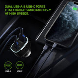 PCA48W - Cellet High Power 48W USB C & USB A Car Charger Adapter, QC 3.0 & PD Fast Charging for iPhone 15/14, Samsung Galaxy S24, iPad Pro, MacBooks, Dual Port Vehicle Lighter Plug