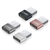 DCDA4 - 4 Pack - USB C Female to USB Male Adapter, Type C to A Data Sync and Charger Cable Adapter Compatible to iPhone 12, MacBook Pro 2019, MacBook Air 2020, iPad Pro 2020, Samsung Galaxy S20, S20 Plus, S20 Ultra, Google Chromebook and More